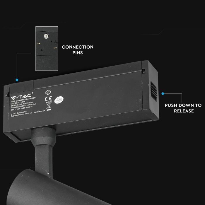 LED MAGNETIC SPOTLIGHT 15W 900lm DL 36° 166X100X55 24V BLACK