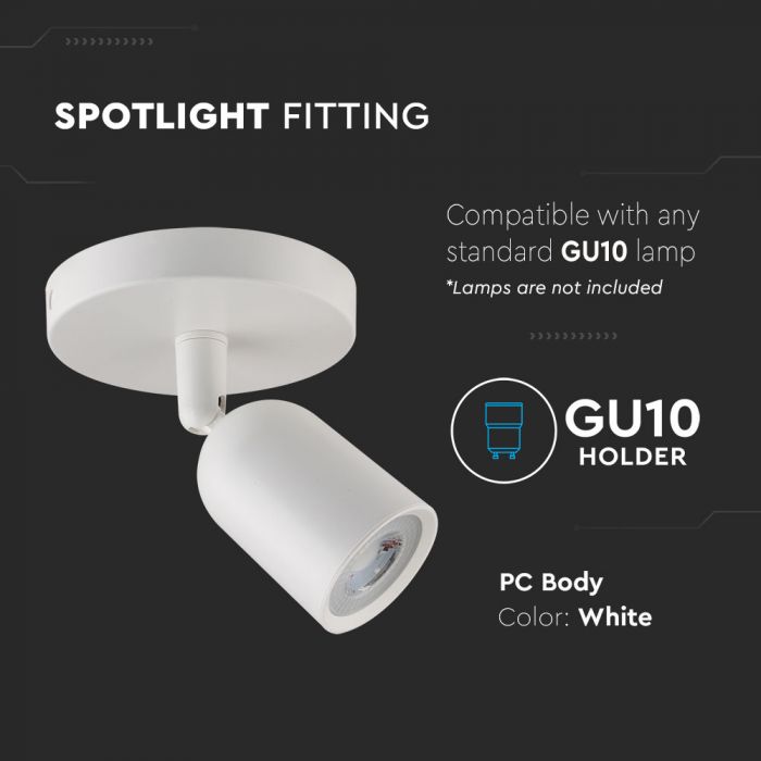 LED WALL/CEILING FITTING ROUND BASE 1XGU10 120X144.8 WHITE
