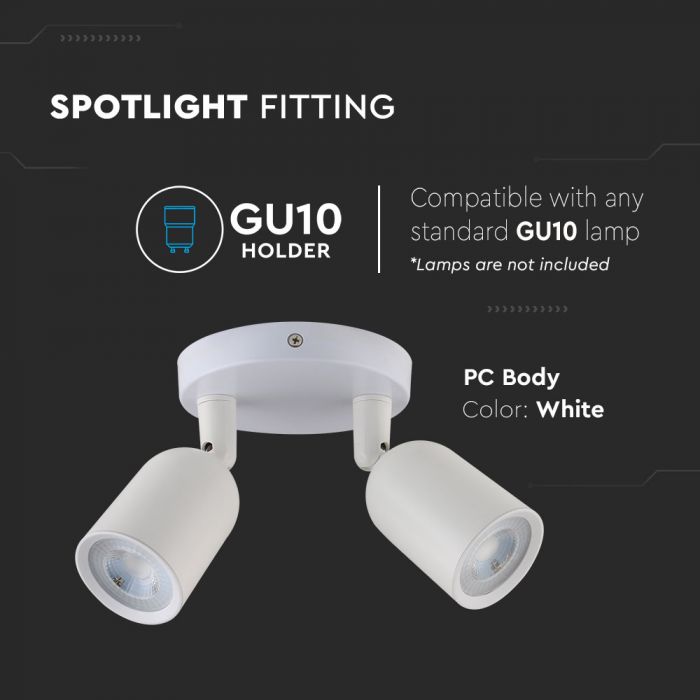 LED WALL/CEILING FITTING ROUND BASE 2XGU10 120X144.8 WHITE