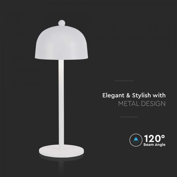 LED TABLE LAMP1800mAH BATTERY 3W 3IN1 200lm 115x300mm WHITE TOUCH DIMMING
