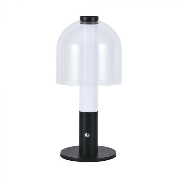 LED TABLE LAMP 1800mAH BATTERY D:140x300 3IN1 BLACK+TRANSPARENT GLASS BODY