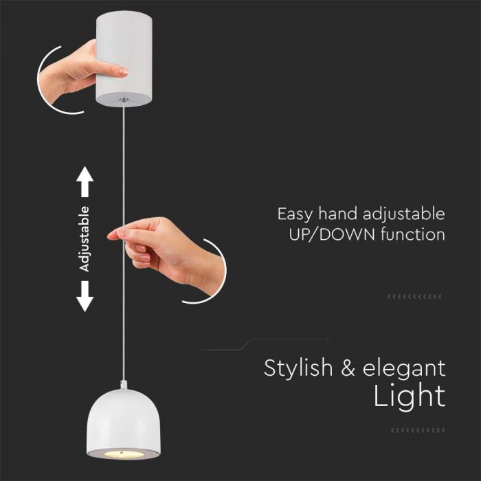 LED PENDANT LIGHT 8.5W WW 820lm ADJUSTABLE WIRE & TOUCH LIGHT ON/OFF 100x1600mm WHITE