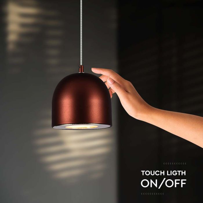 LED PENDANT LIGHT 8.5W WW 820lm ADJUSTABLE WIRE & TOUCH LIGHT ON/OFF 100x1600mm BROWN