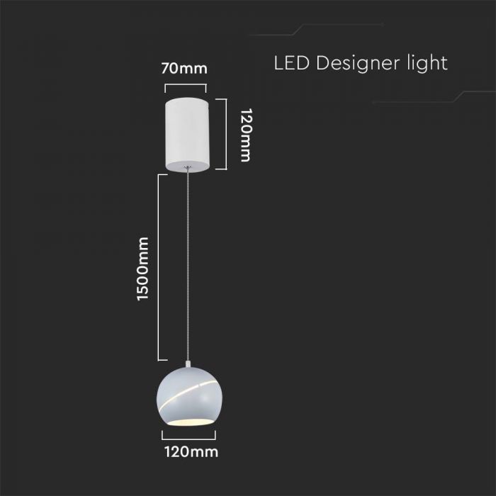 LED HANGING LAMP D:120 3000K WHITE BODY
