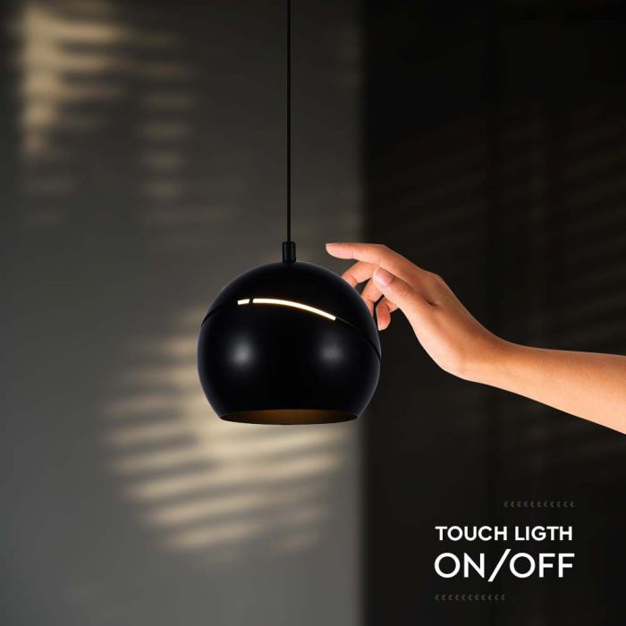LED PENDANT LIGHT 8.5W WW 850lm ADJUSTABLE WIRE & TOUCH LIGHT ON/OFF 120x1600mm BLACK