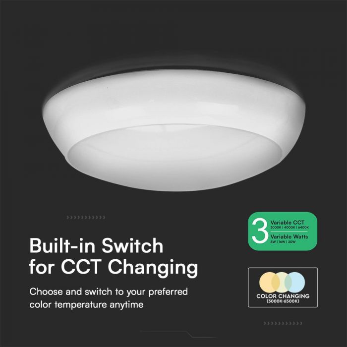 LED DOME LIGHT ROUND 20W 120° 2600lm 3IN1 320x100mm IP65 SAMSUNG CHIP