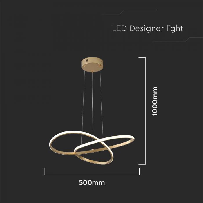 LED PENDANT LIGHT 20W WW 2540lm 180° 500x1000mm PAINT GOLD