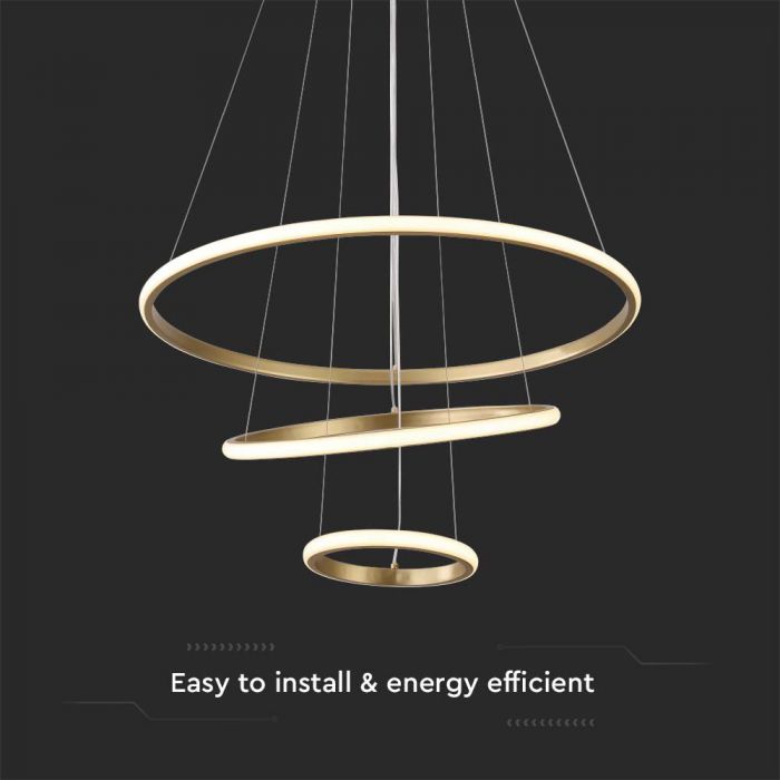 LED PENDANT LIGHT 32W WW 3880lm 180° 600x1000mm GOLD