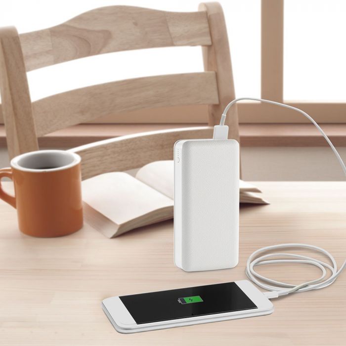 POWER BANK 20000mAh/74wh 2xUSB PORTS 5V WHITE