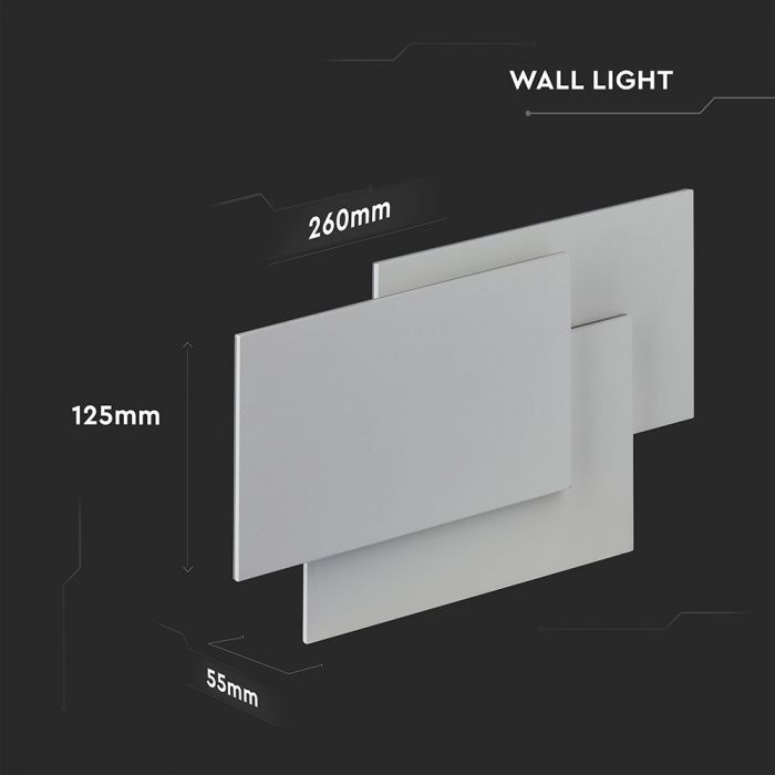 LED WALL LIGHT ALUMINIUM 12W DL 1100lm 360° 260X125X55 WHITE