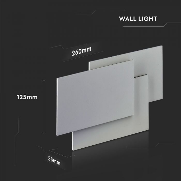 12W LED Wall Light Grey Body Natural White