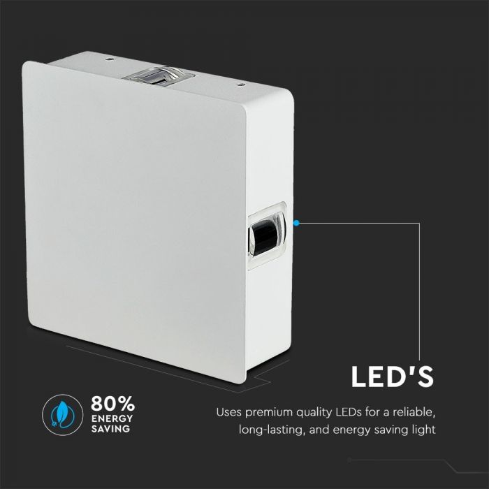 LED WALL LIGHT ALUMINIUM SQUARE 4W DL 440lm 360° 15X15X5 IP65 WHITE