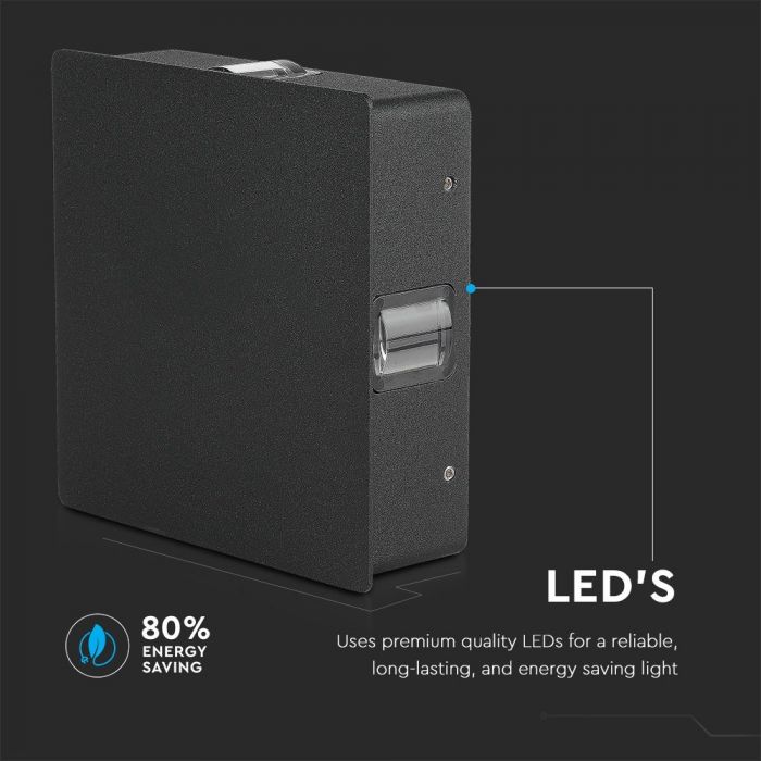 LED WALL LIGHT ALUMINIUM SQUARE 4W DL 440lm 360° 15X15X5 IP65 BLACK
