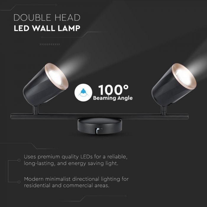 2 x 6W LED Wall Lamp Natural White Black