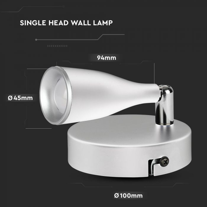 LED WALL LIGHT WHITE 4.5W DL 360lm 100° 100X94X45 PLASTIC+METAL