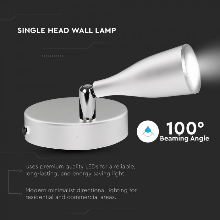 LED WALL LIGHT WHITE 4.5W DL 360lm 100° 100X94X45 PLASTIC+METAL