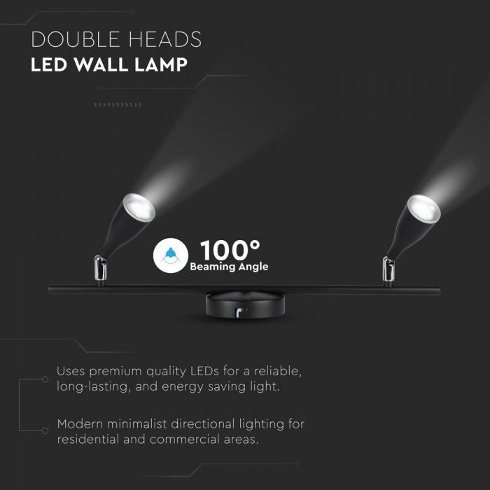 2 x 4.5W LED Wall Lamp Natural White Black