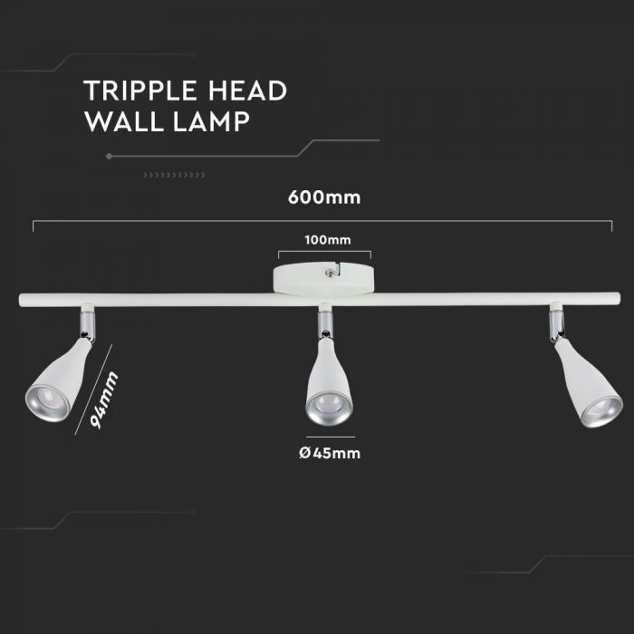 3 x 4.5W LED Wall Lamp Natural White White