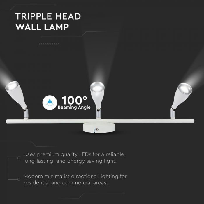 LED WALL LIGHT WHITE 13.5W WW 1080lm 100° 600X100X94 PLASTIC+METAL