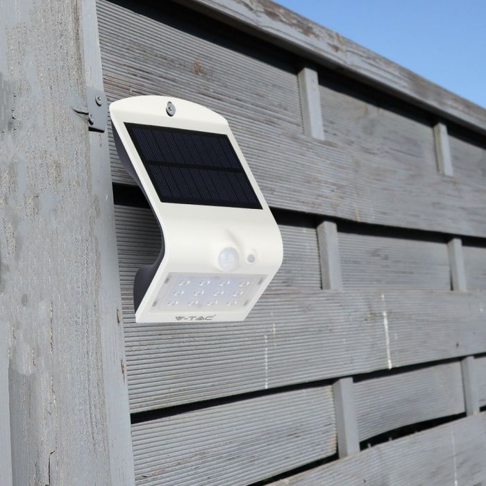 LED SOLAR WALL Sensor LIGHT 1.5W DL+DL 220lm 90° 145X96X79 IP65 White+Black