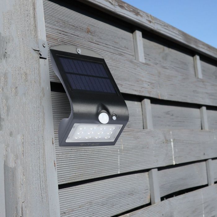 LED SOLAR WALL Sensor LIGHT 1.5W DL+DL 220lm 90° 145X96X79 IP65 Black+Black