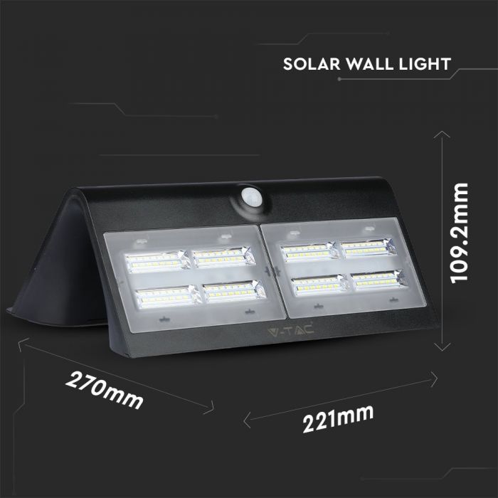 6.8W LED Solar Wall Light Natural White Black Body