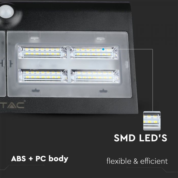 6.8W LED Solar Wall Light Natural White Black Body