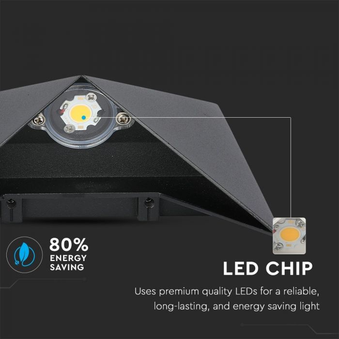 LED WALL LIGHT ALUMINIUM 5W WW 550lm 120° 170X170X75 BLACK IP65