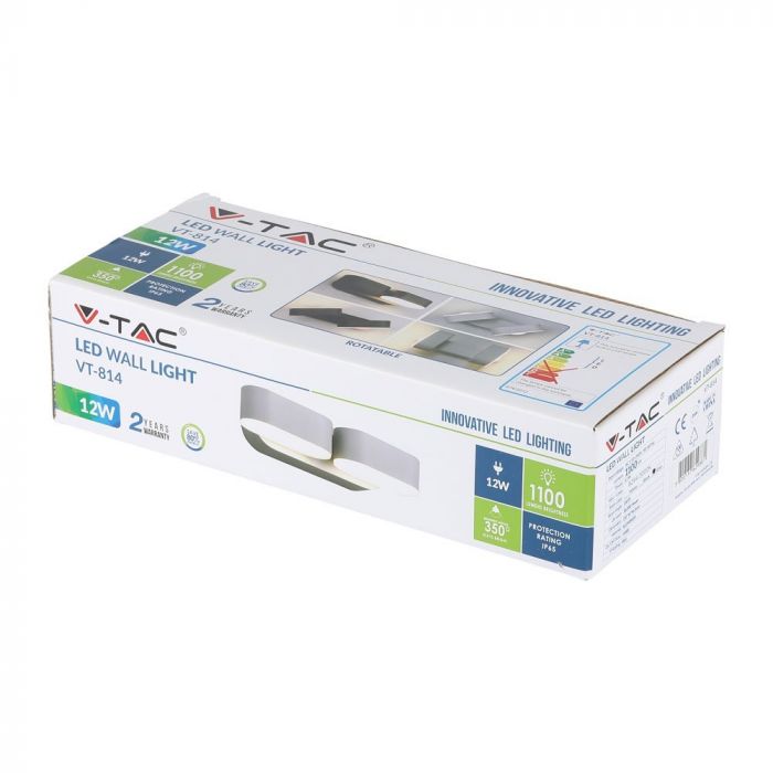 LED WALL LIGHT ALUMINIUM 12W WW 1320lm 350° 230X54X96.5 GREY IP65