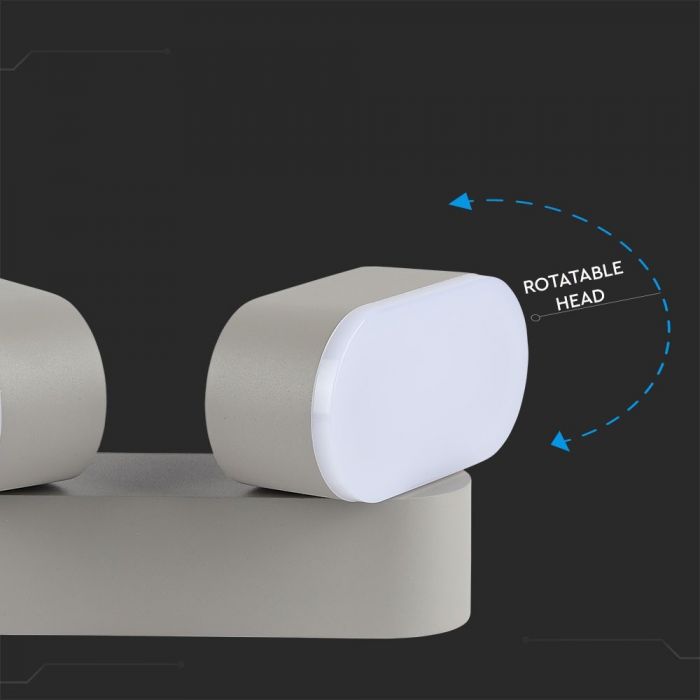 LED WALL LIGHT ALUMINIUM 12W WW 1320lm 350° 230X54X96.5 GREY IP65