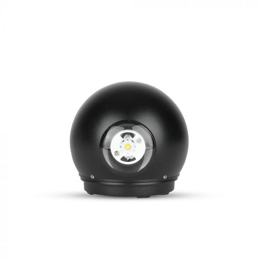 LED WALL LIGHT ALUMINIUM 6W WW 660lm 90° 112 BLACK IP65