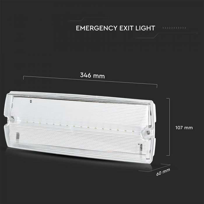 LED WALL/BULK HEAD EMERGENCY EXIT LIGHT 16 SMD 3W 140lm CW IP65