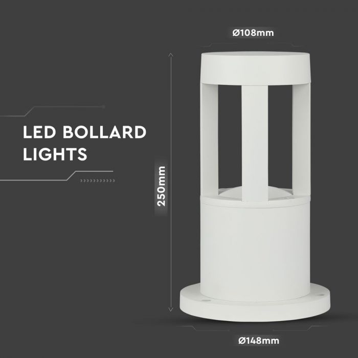 10W LED Garden Floor Light White Body 25cm 6400K
