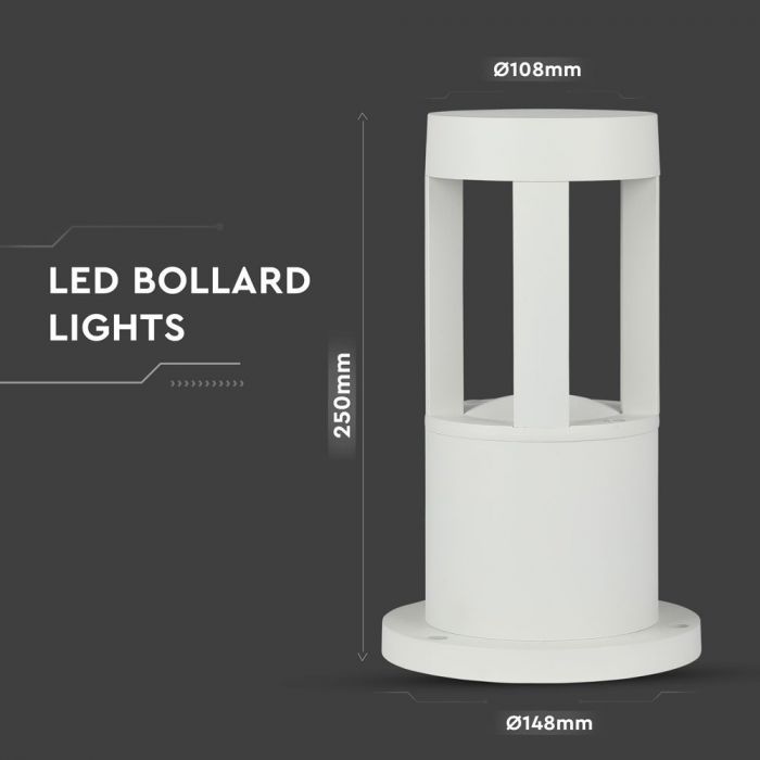 LED GARDEN LIGHT ALUMINIUM 10W 450lm WW 72° 108X250 IP65 WHITE