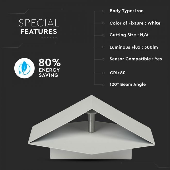LED WALL LIGHT ALUMINIUM 3W DL 300lm 120° 22X8X20 WHITE