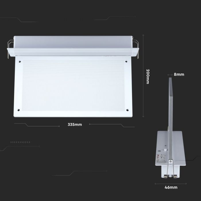 LED RECESSED FIXED EMERGENCY EXIT LIGHT 16 SMD 2W 140lm CW SAMSUNG CHIP