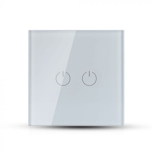 TOUCH SWITCH 2 GANG 1 WAY PC/GLASS 5-500W 10A IP20 WHITE