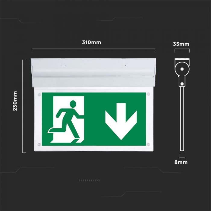 LED WALL SURFACE EMERGENCY EXIT LIGHT 16 SMD 2W 160lm CW SAMSUNG CHIP