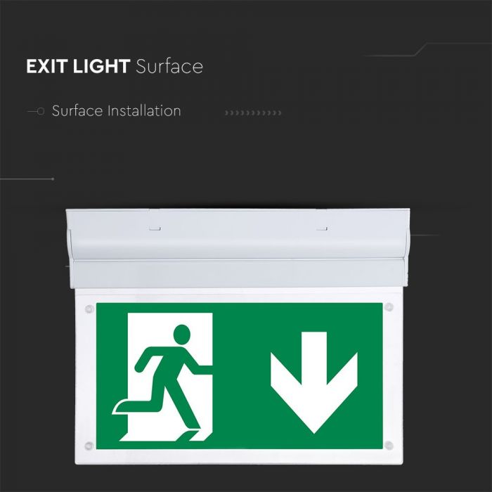 LED WALL SURFACE EMERGENCY EXIT LIGHT 16 SMD 2W 160lm CW SAMSUNG CHIP