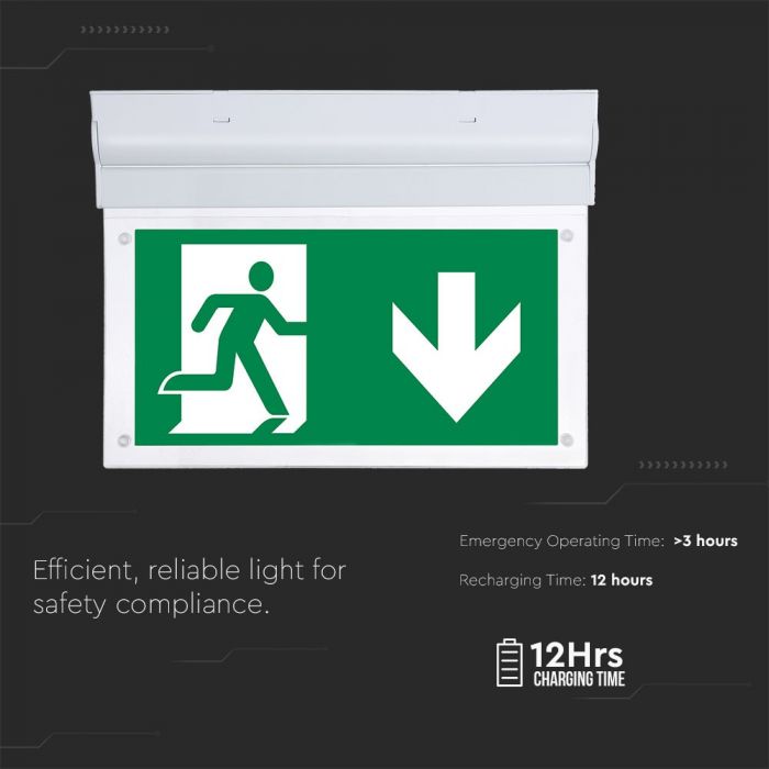 LED WALL SURFACE EMERGENCY EXIT LIGHT 16 SMD 2W 160lm CW SAMSUNG CHIP