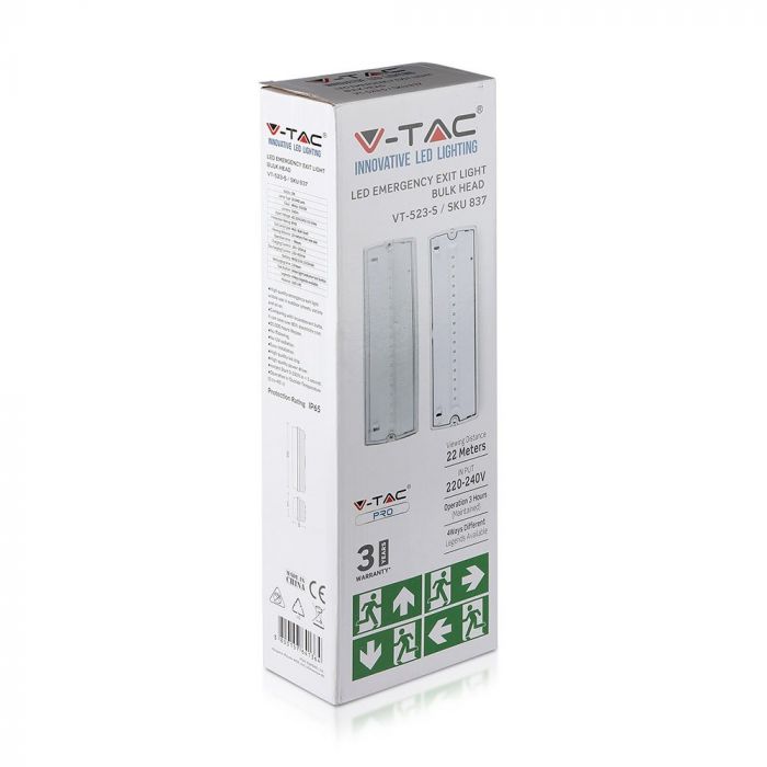 LED WALL/BULK HEAD EMERGENCY EXIT LIGHT 16 SMD 3W 140lm CW IP65 SAMSUNG CHIP
