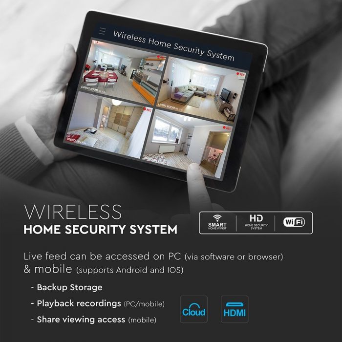 WIRELESS SECURITY SYSTEM NVR CAMERA 1080P 4CH FULL SET (4 CAMERAS)
