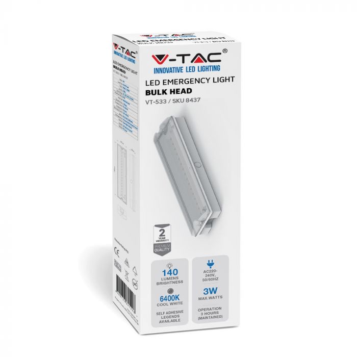 LED WALL/BULK HEAD EMERGENCY EXIT LIGHT 16 SMD 3W 140lm CW
