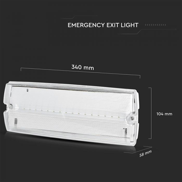LED WALL/BULK HEAD EMERGENCY EXIT LIGHT 16 SMD 3W 140lm CW