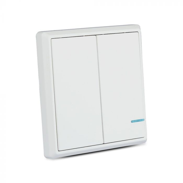 WIRELESS SENSOR SWITCH compatible with V-TAC smart light 2GANG 2-3V (CR2032 BATTERY) 86X86X11 IP54