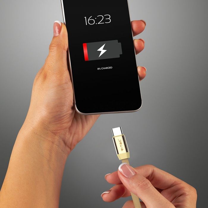 USB TYPE C CABLE 1M 2.4A RUBBY SERIES GOLD