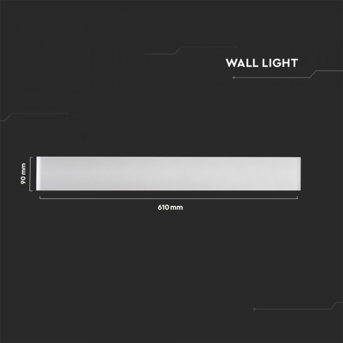 LED WALL LIGHT ALUMINIUM 20W WW 2000lm 150° 610X90X35 WHITE IP44