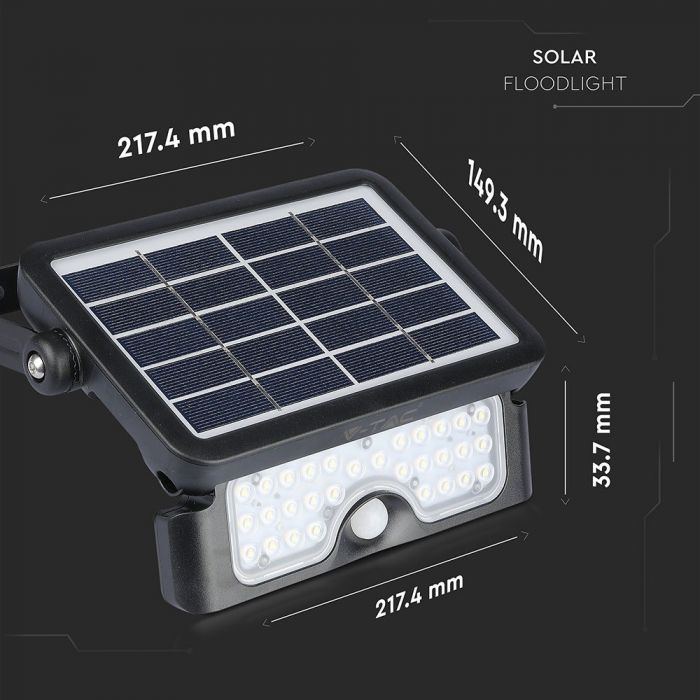 5W LED Solar Floodlight Black Body 4000K