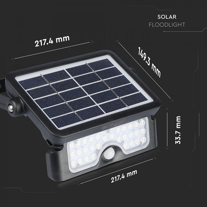 LED SOLAR FLOOD LIGHT WITH SENSOR 5W DL 500lm 180° 217X149X34 IP65 BLACK