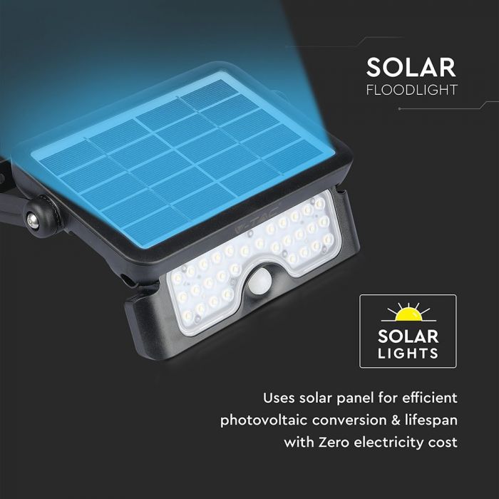 LED SOLAR FLOOD LIGHT WITH SENSOR 5W DL 500lm 180° 217X149X34 IP65 BLACK